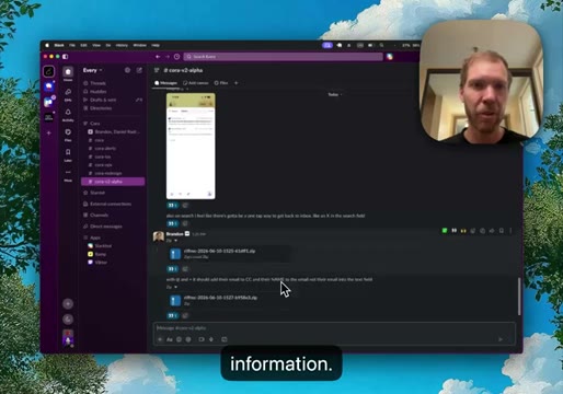 A Slack channel shows user feedback, including screenshots and Riffraff zip files, being processed.