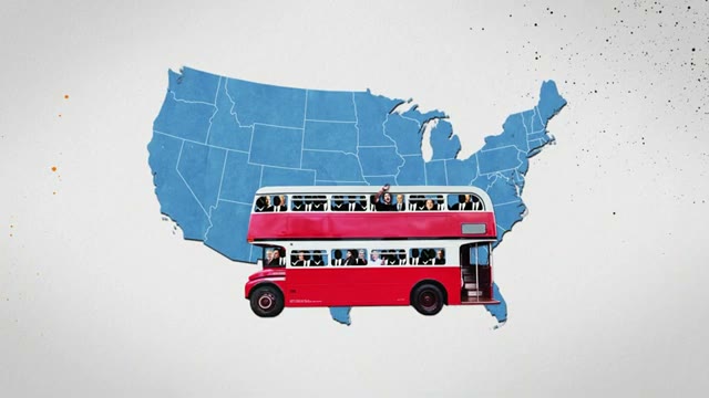 A graphic shows a double-decker bus next to a crowd of people, illustrating wealth disparity.